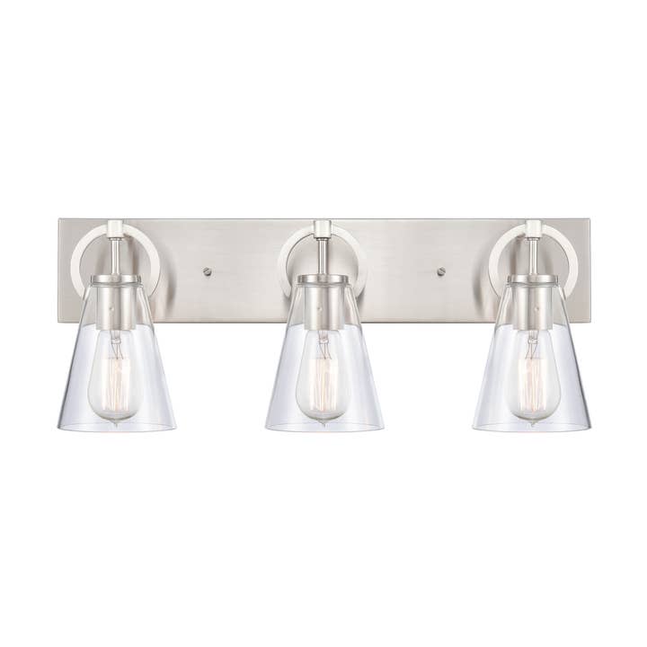 Harnell 3 Light Brushed Nickel Vanity Light for wholesale by Atlas Lighting and Home