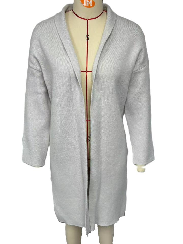 HIDDENBRAND - Wholesale Cardigan - Women's - Elegant Long Collarless Cardigan