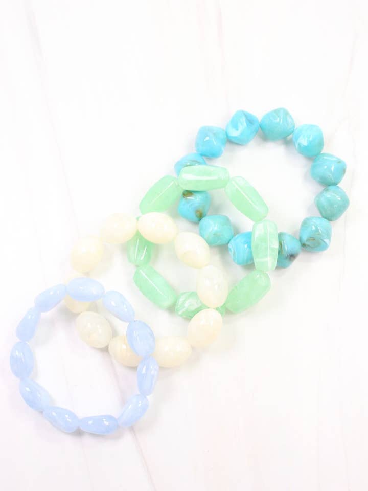 Joplin Marble Beaded Bracelet Set Mint for wholesale by Caroline Hill