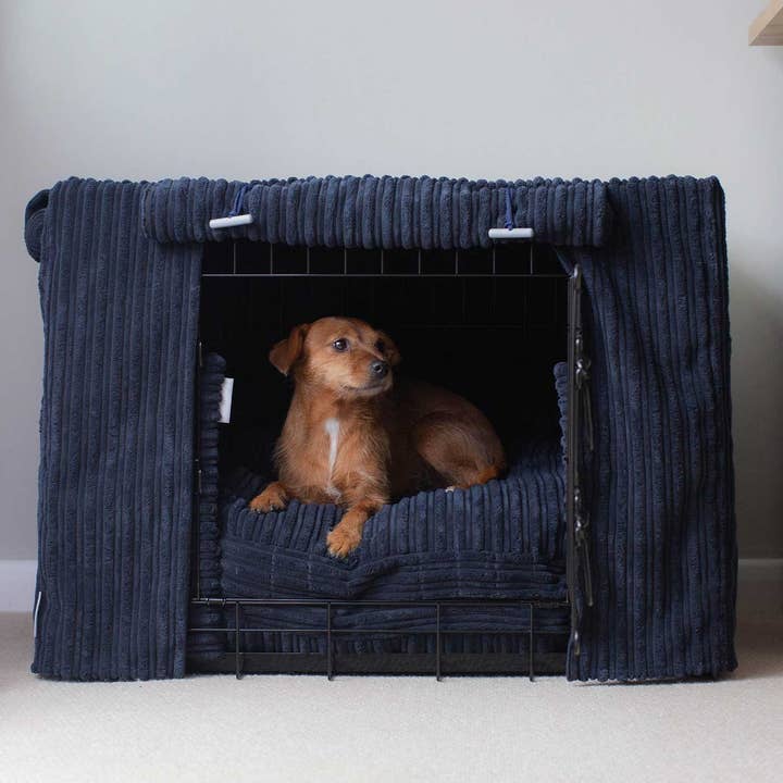 Lords and Labradors - Wholesale Pet Bed - Dog - Dog Crate Set in Navy Essentials Plush
