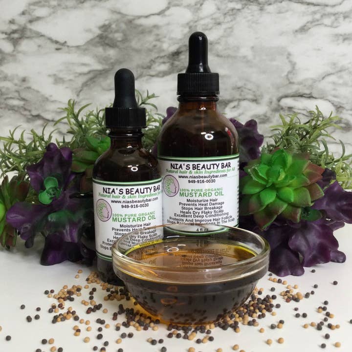 NIA'S BEAUTY BAR L.L.C. – Óleo de cabelo por atacado – Óleo de mostarda para cuidados com o cabelo e a pele