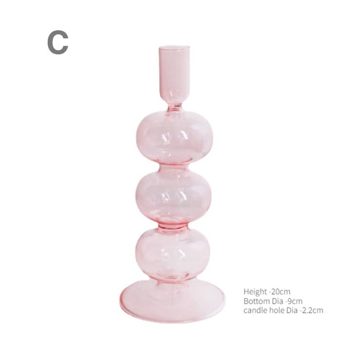 IVORE.GROUP - Wholesale Candle Holder - Pink Wedding Table Centerpieces Glass Candlestick Holder