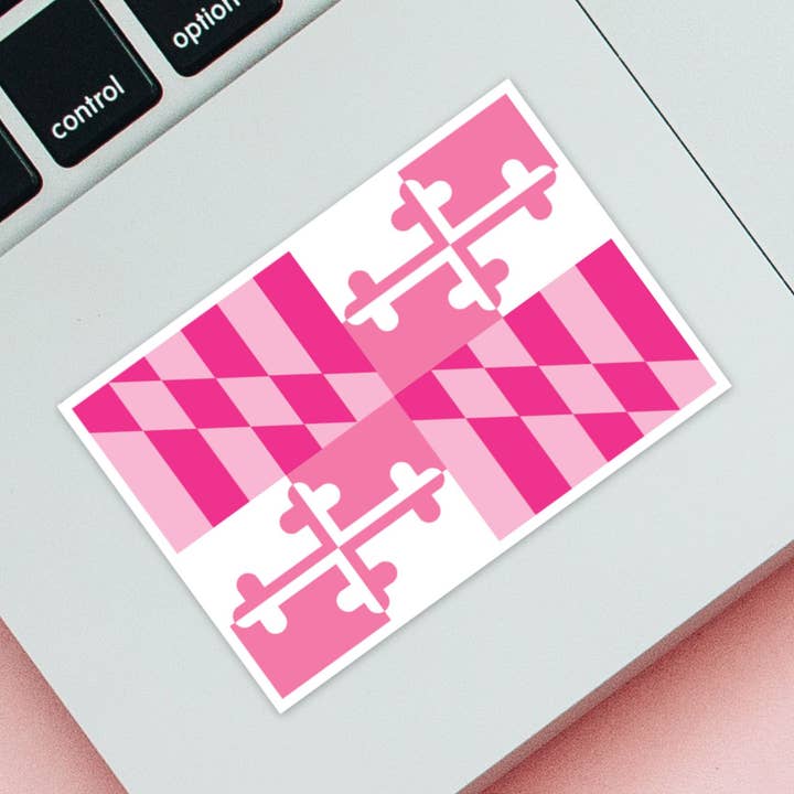 Adhesivo de vinilo rosa con la bandera de Maryland para venta al por mayor de Chesapeake Charm Shop