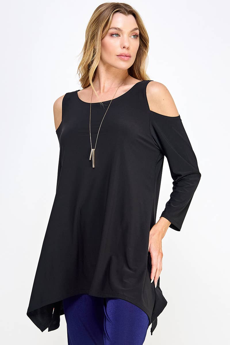 Jostar - Vente Tunique – femme - haut à épaules dénudées effet morsure de requin-3093HT-QRS15