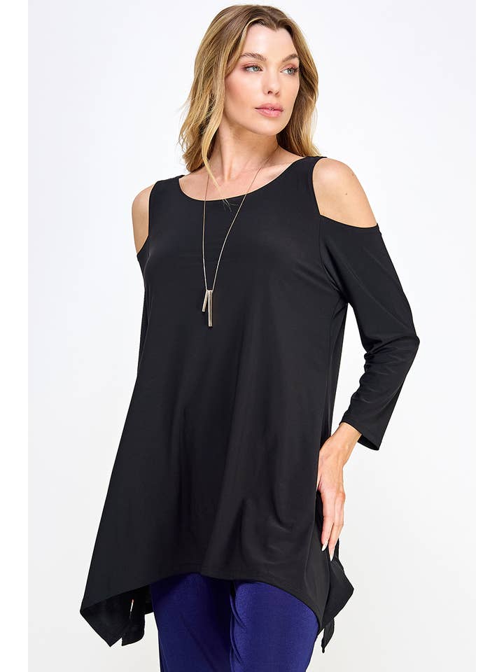 Jostar - Vente Tunique – femme - haut à épaules dénudées effet morsure de requin-3093HT-QRS15