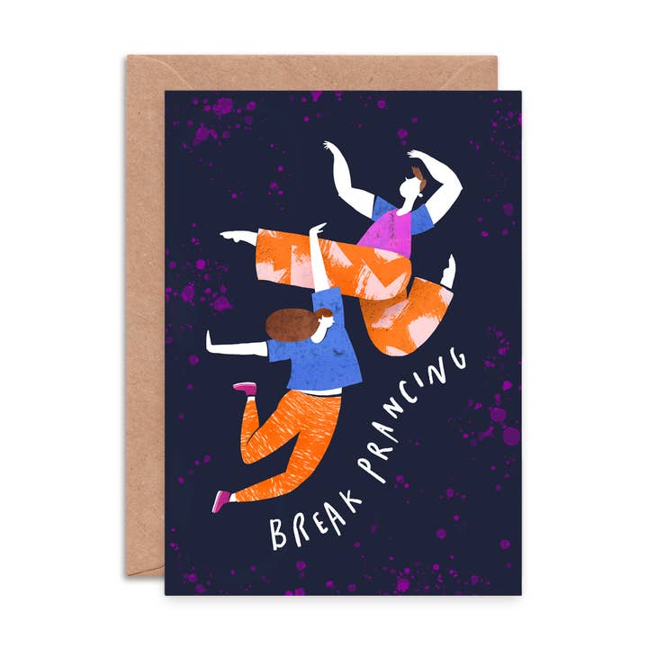 Break Prancing Blank Greeting Card | Dancing Birthday Card for wholesale by Emily Nash Illustration Greeting Cards