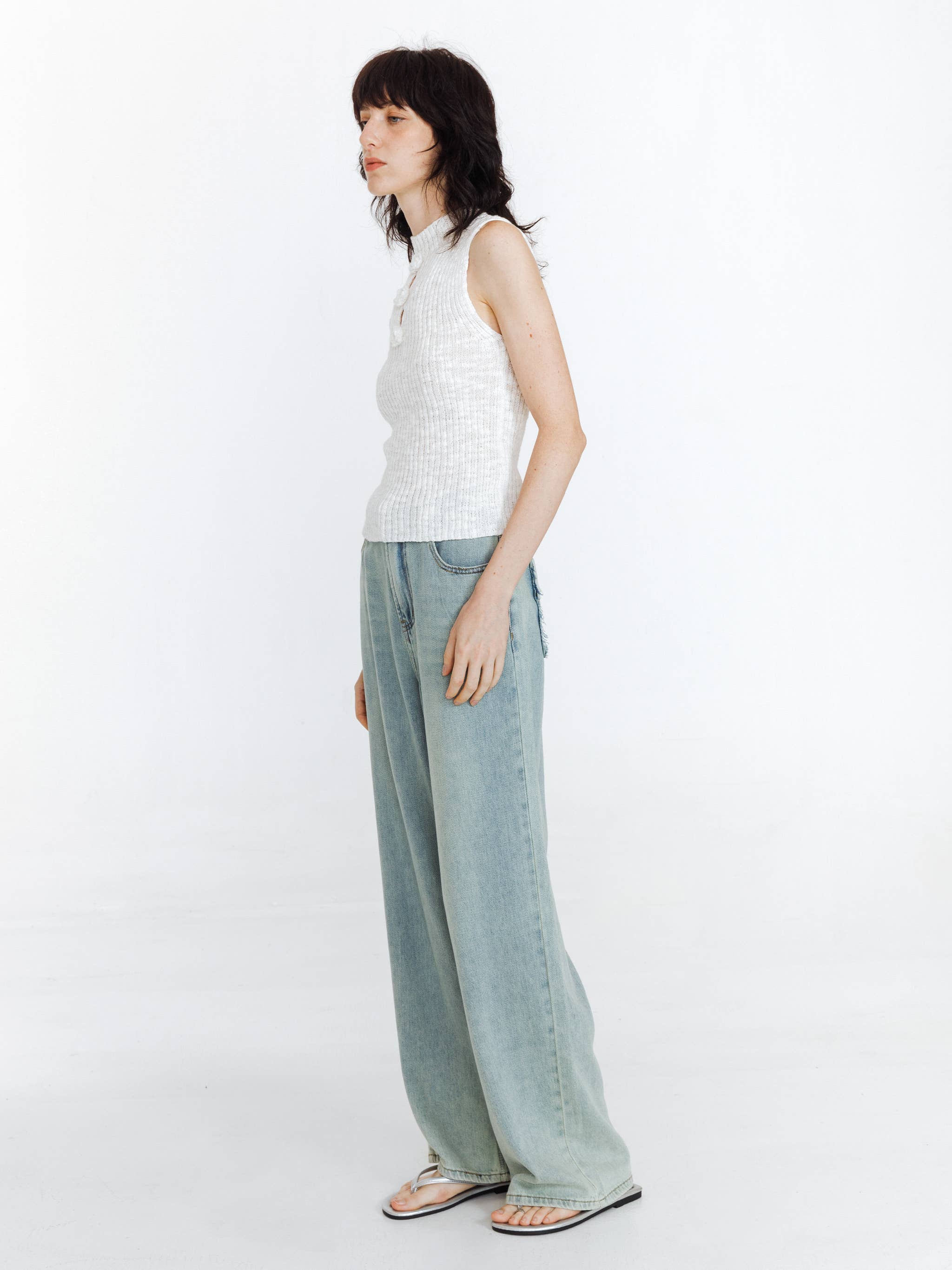 CUBIC - Venta al por mayor Camiseta sin mangas - Mujer - Top de punto sin mangas Flower 3D7