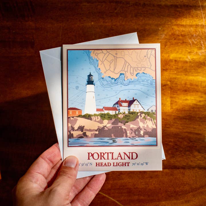 Abby Clark Creative - Wholesale Everyday Greeting Card - Portland Lighthouses - Greeting Card Set of 5 (A2)6