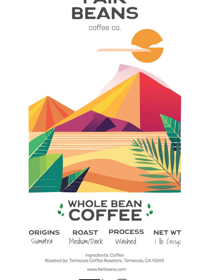 Fairtrade® Sumatra- Medium/Dark Roast for wholesale by Fair Beans Coffee Company