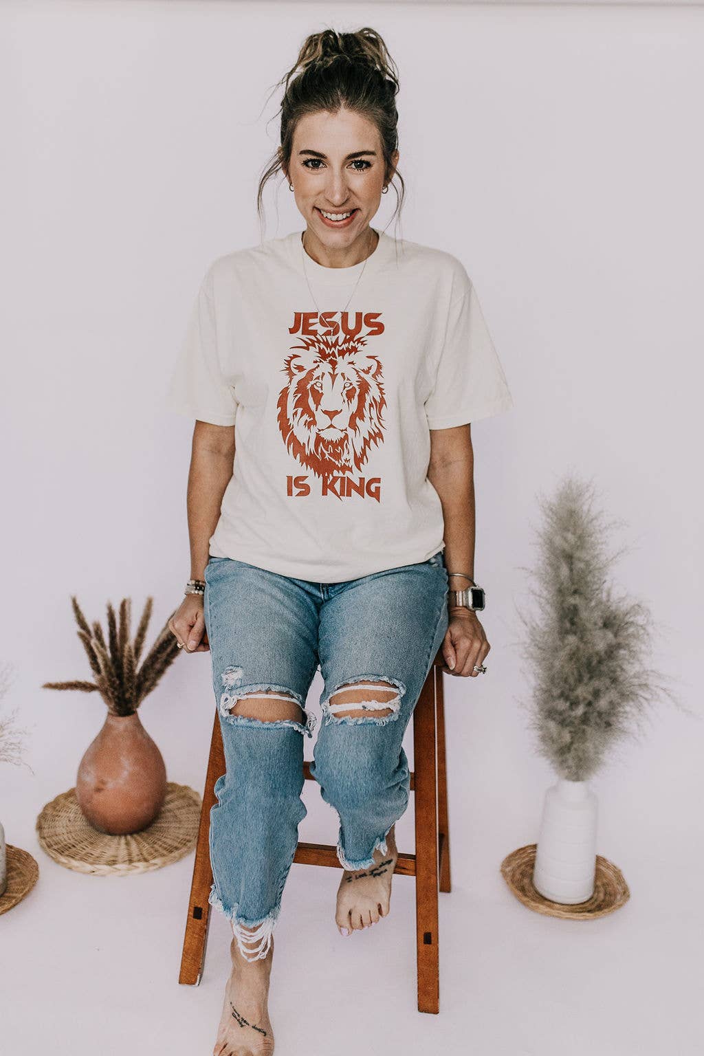 Little & Brave - Wholesale Screen Printed T-Shirt - Women's - Jesus is King Graphic tee, Faith based.3