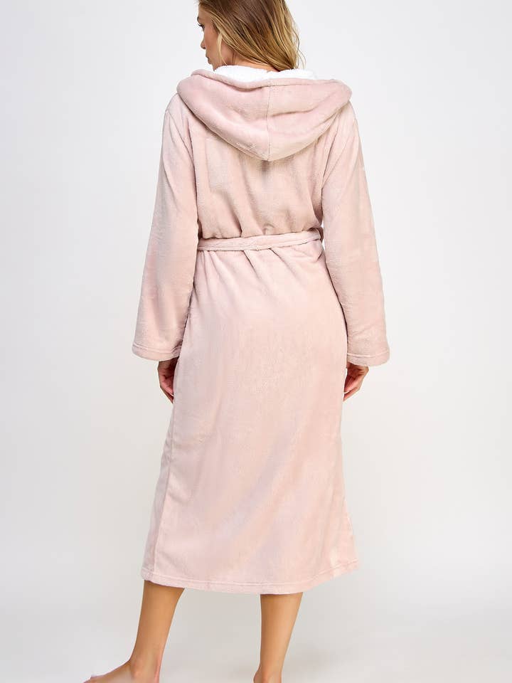 Pink 1818 Janette Color Block Plush Robe for wholesale on Faire