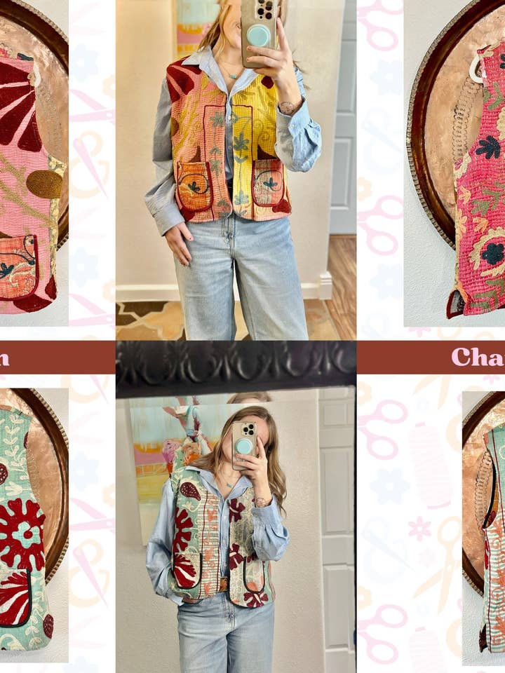 #9-10 : Sun Flower Stitch Vest for wholesale by Chap and Graham Designs