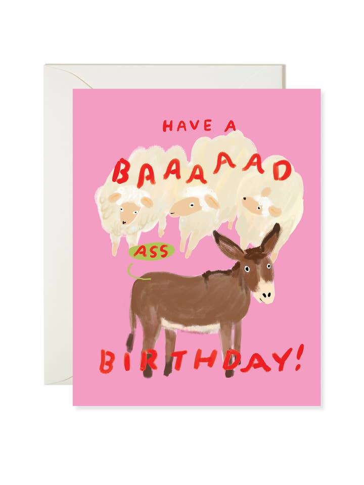 Baaad Ass Birthday - Snarky Donkey Birthday Card for wholesale by Karen Schipper