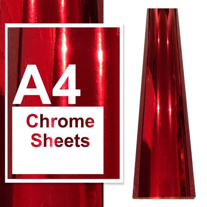 A4 A3 A2 Chrome Vinyl Sheets Rød for engroshandel hos WinsterCreations™