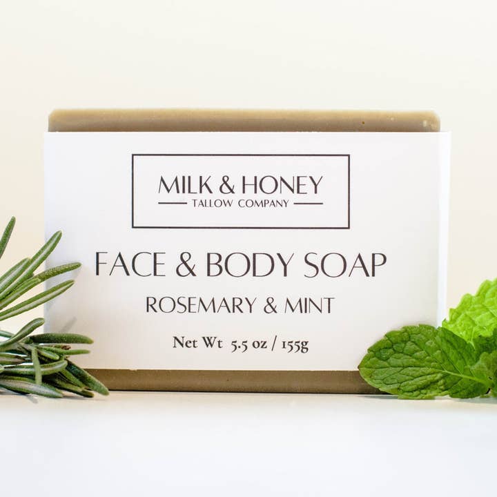 Savon au suif et lait de chèvre - Romarin & Menthe pour la vente par Milk & Honey Tallow Company