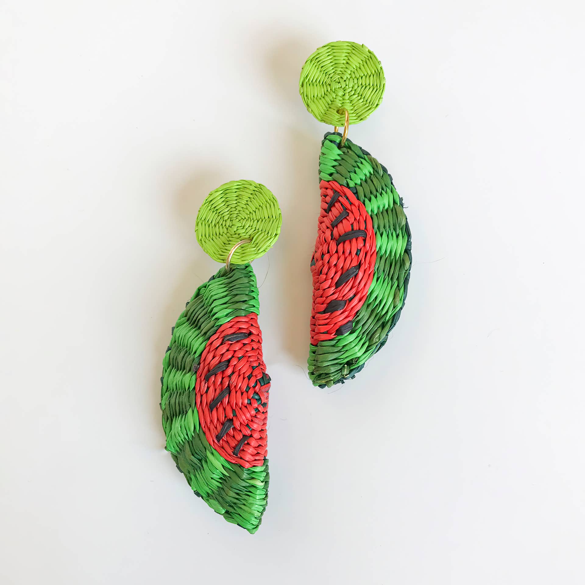 Belart Fair Trade - Wholesale Stud/Post Earrings - Iraca Woven Fruta & Leaf Bloom Stud Earrings - Large6