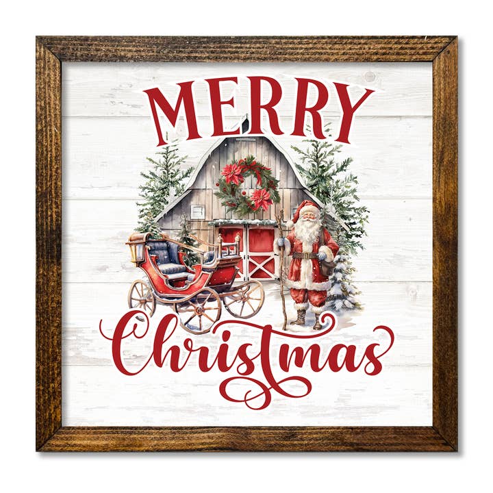 TIMBERLAND FRAME MERRY CHRISTMAS SANTA BARN  for wholesale by Jarmz Designs