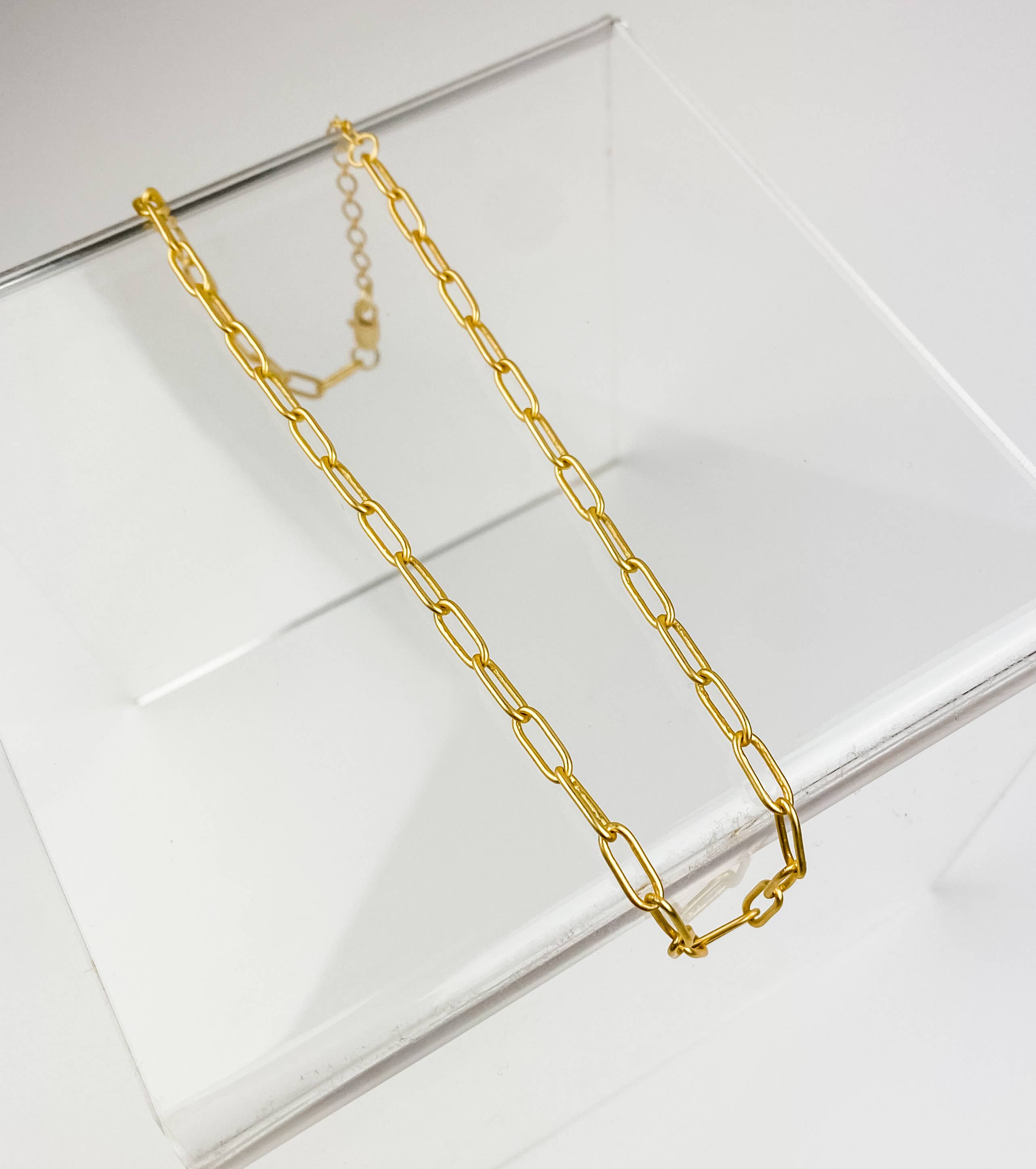 Light Shine - Wholesale Link & Chain Necklace - Paperclip Layering Necklace | Gold Plated Disc, Dainty Chain0