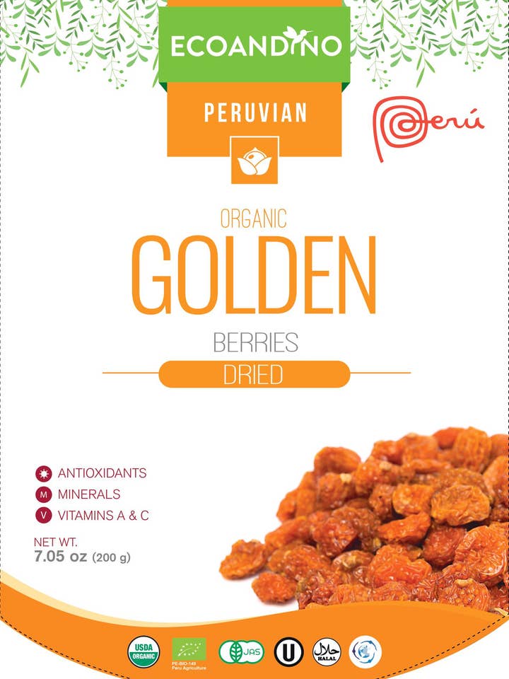 Økologiske tørrede gyldne bær importeret fra Peru, USDA for engroshandel hos Ganesa Trading
