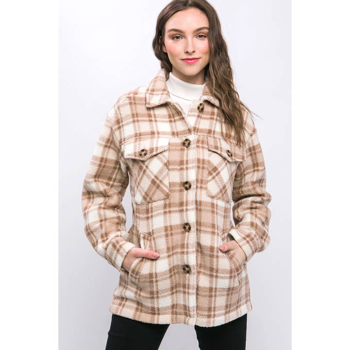 Sherpa Fleece Plaid Jacket for wholesale by Apolline