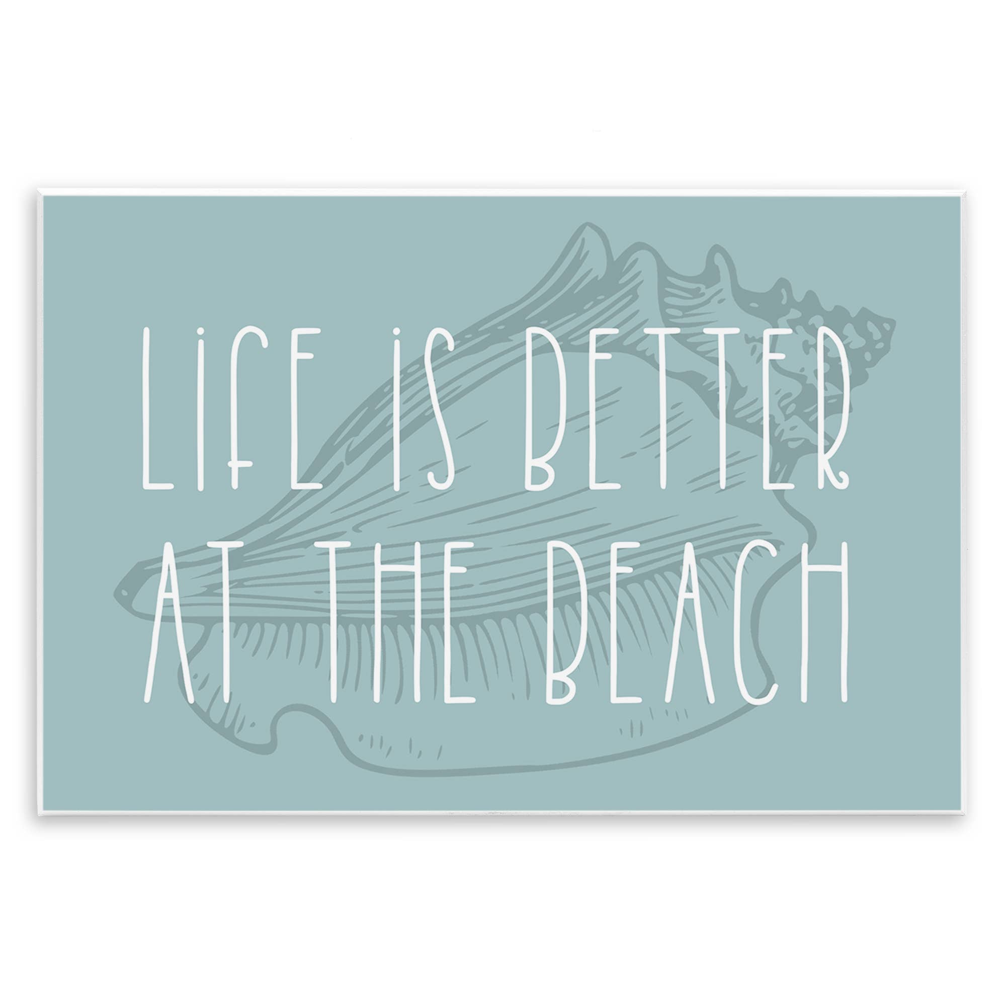 Stupell Industries - Wholesale Wall Sign - Better at Beach with Shell - Unframed Wall Art0