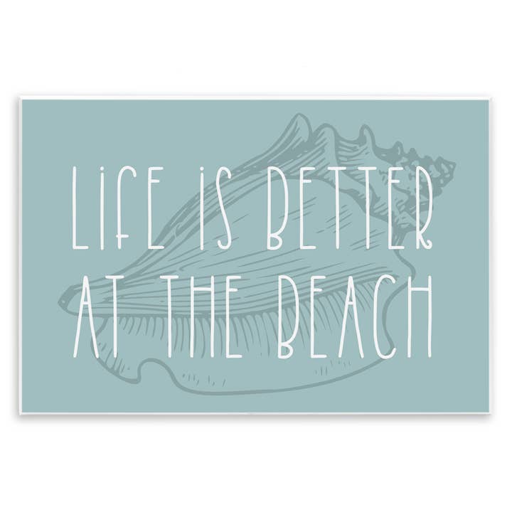 Stupell Industries - Wholesale Wall Sign - Better at Beach with Shell - Unframed Wall Art