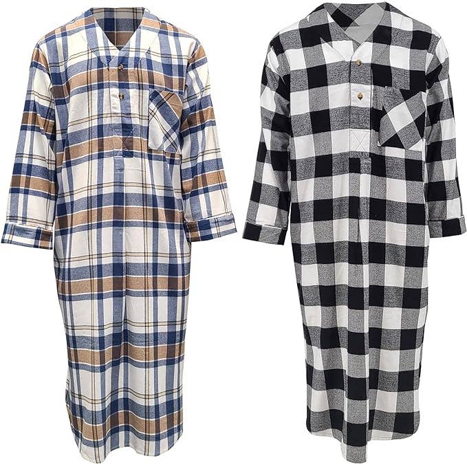 I-Wear Brands - Wholesale Nightshirt - Men's - 2 Pack Men's Cotton Flannel Long Henley Nightshirt21