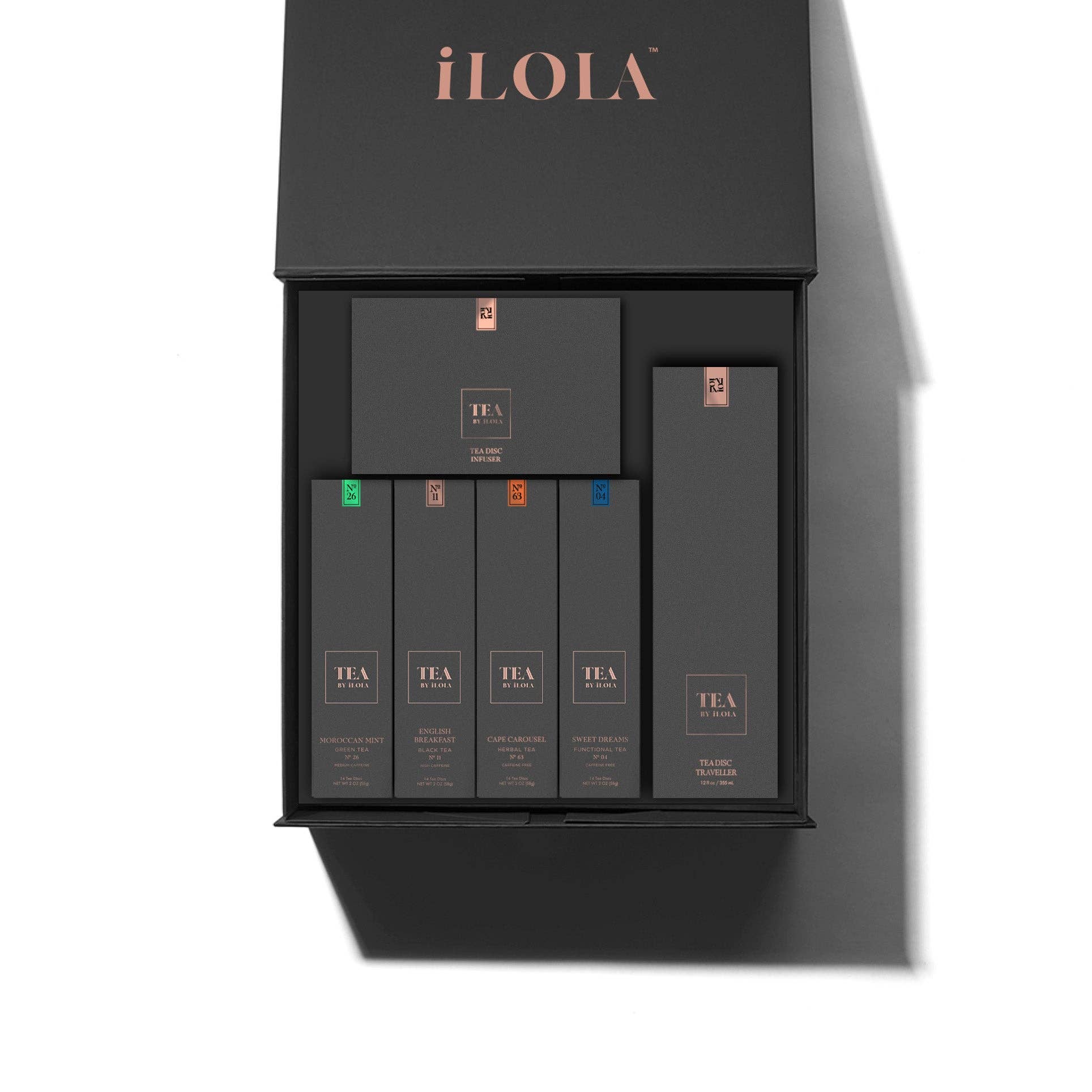 iLOLA Tea - Venta al por mayor Tés saludables/desintoxicantes - Set Esencial de Discos de Té Deluxe – Caja de Regalo de 4 Paquetes de Hojas Sueltas2