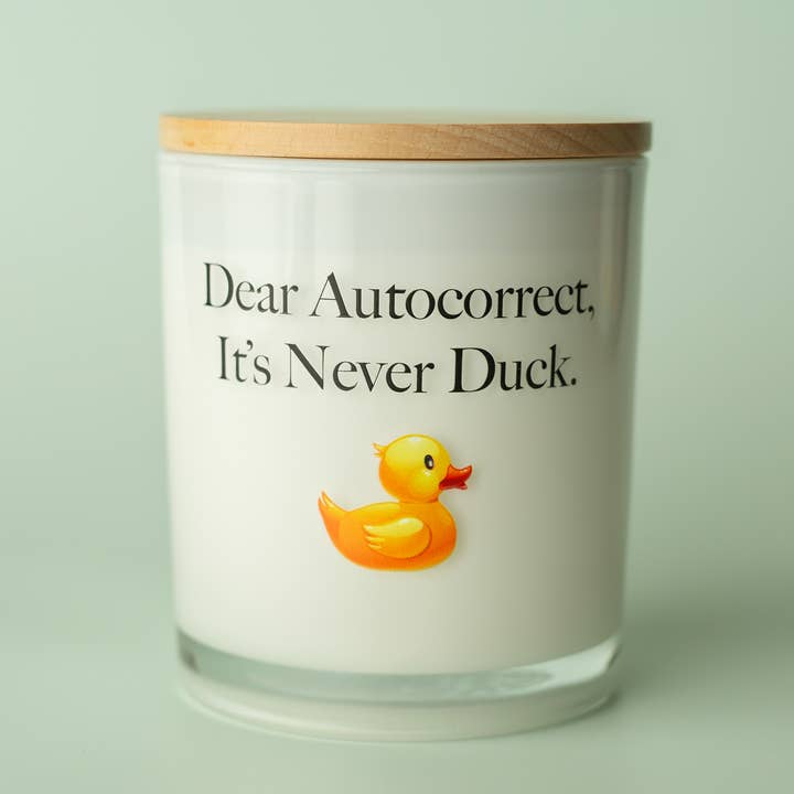 Bougie de soja drôle Dear Autocorrect pour la vente par Unplug Soy Candles