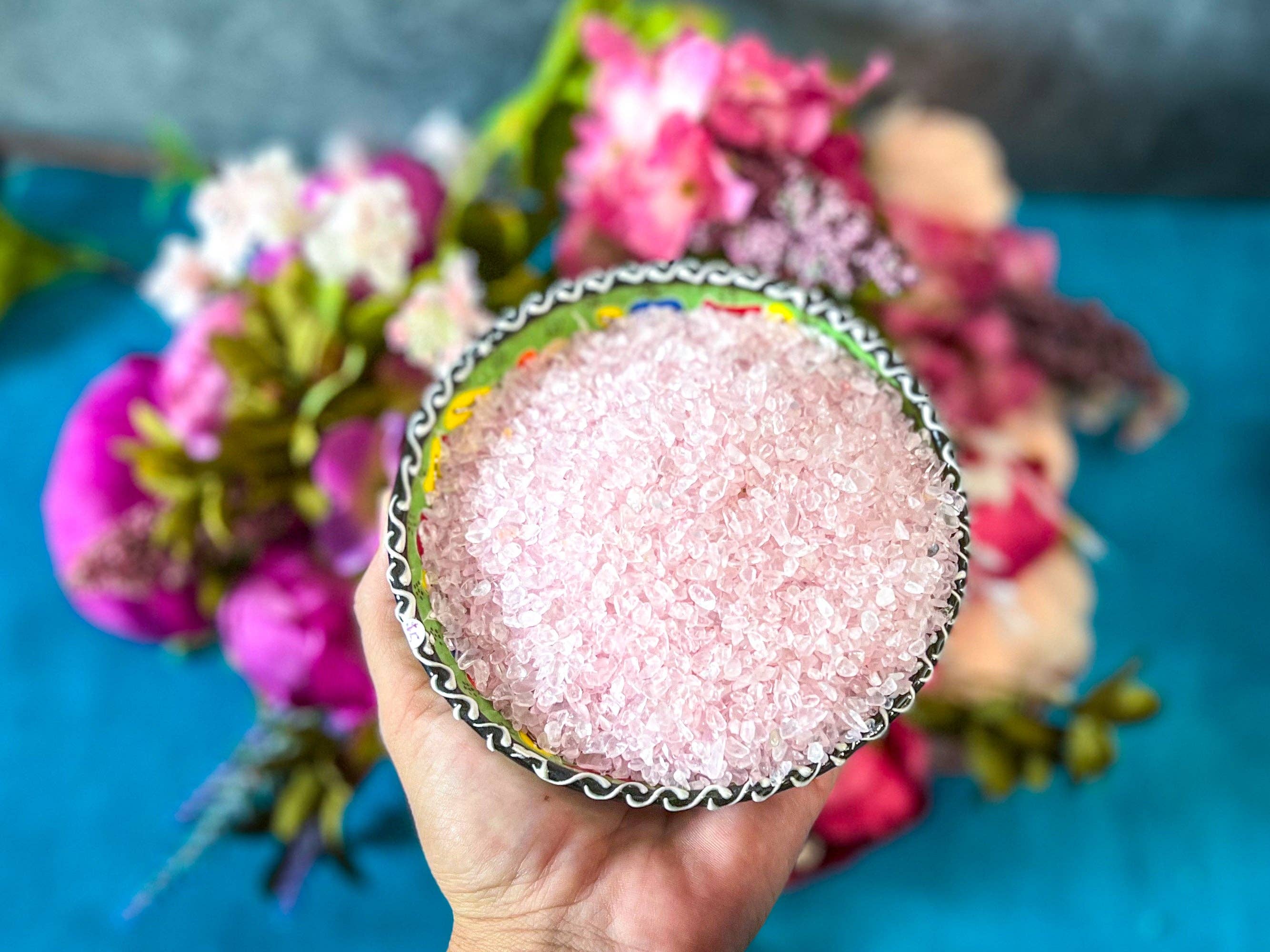 Mandala Gems - Venta al por mayor Piedras/cristales espirituales - Chips de Cuarzo Rosa, 1 Libra de Chips de Cristal, Decoración de San Valentín0