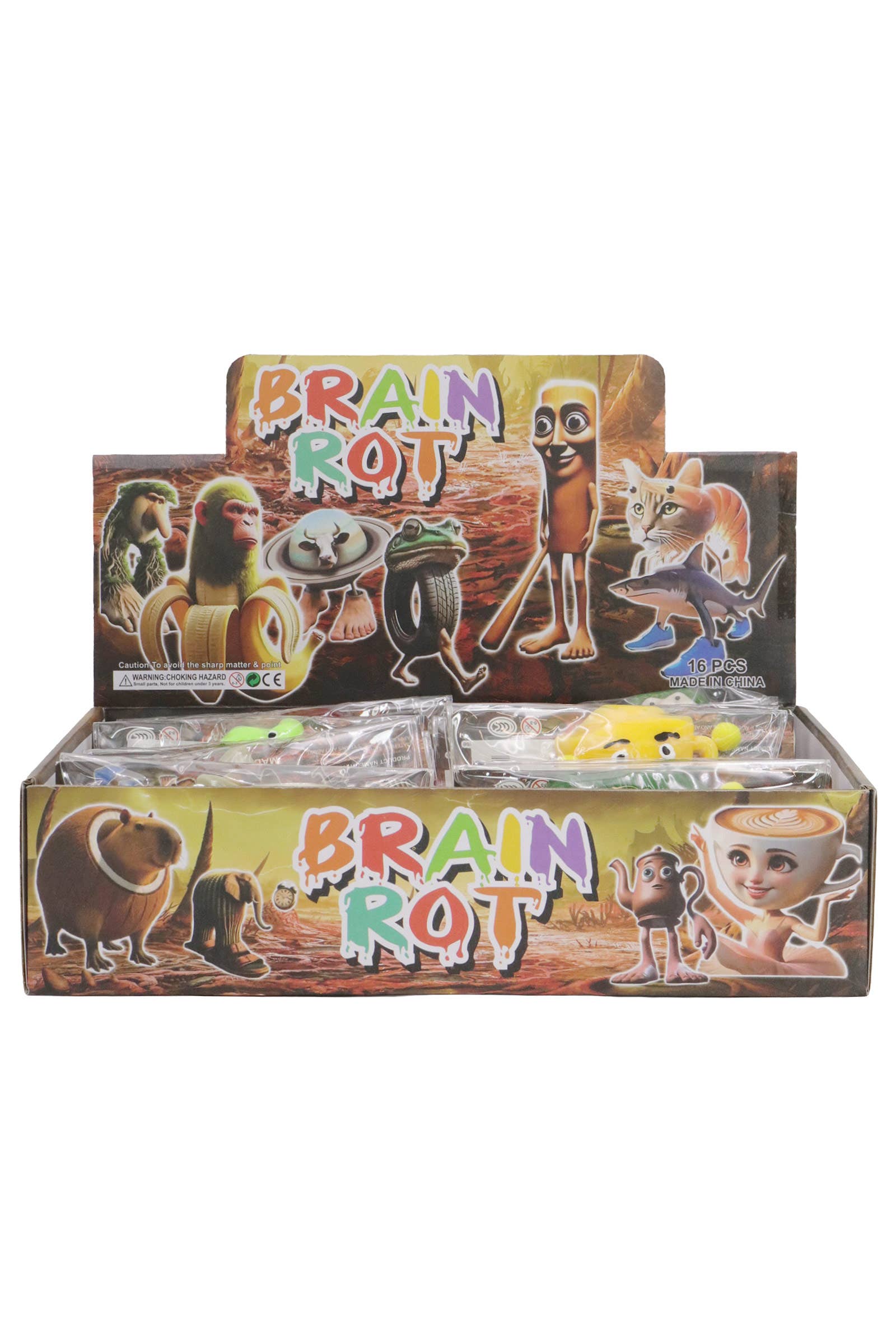 ASSORTED Brain Rot Memes Mochi Pom Pom Squishy Bag - 16 pcs for wholesale on Faire2