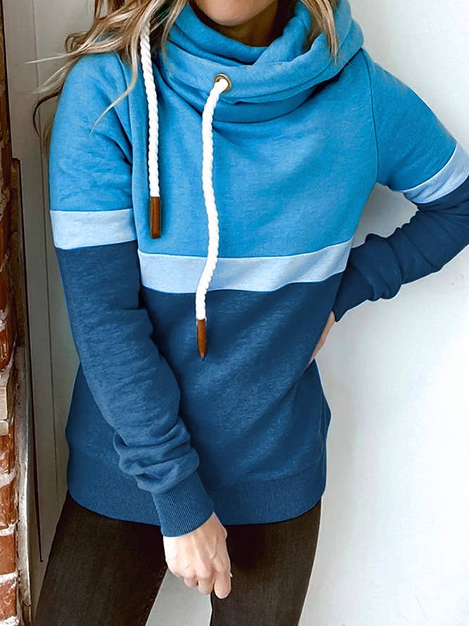 UNISHE - Wholesale Hoodie - Women's - Colorblock Hooded Drawstring Sweatshirt ZK2183