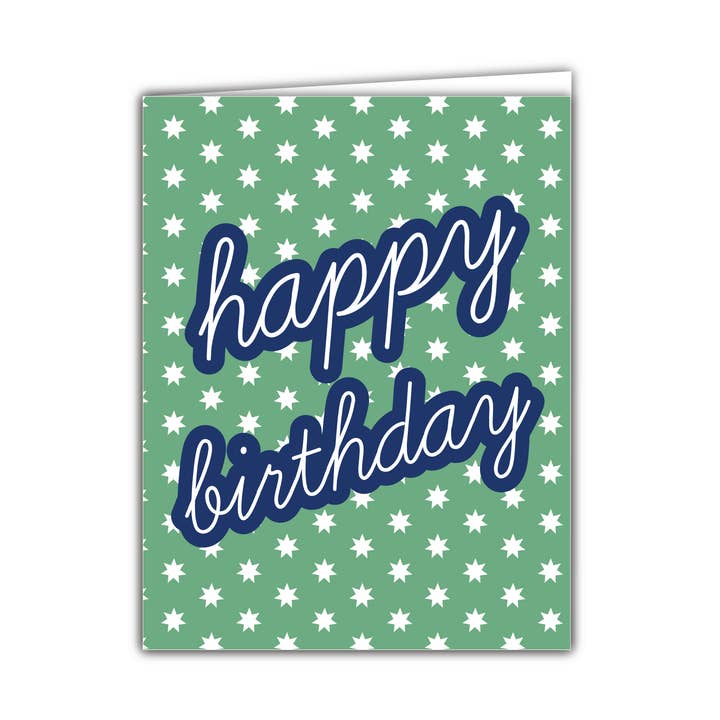 Green Navy Stars Birthday Card - C0008 for wholesale by Webster Road Paper Co