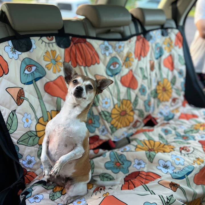 Mushrooms Back Seat Cover For Dogs, Dog Car Seat Cover for wholesale by Raiana's Vibes