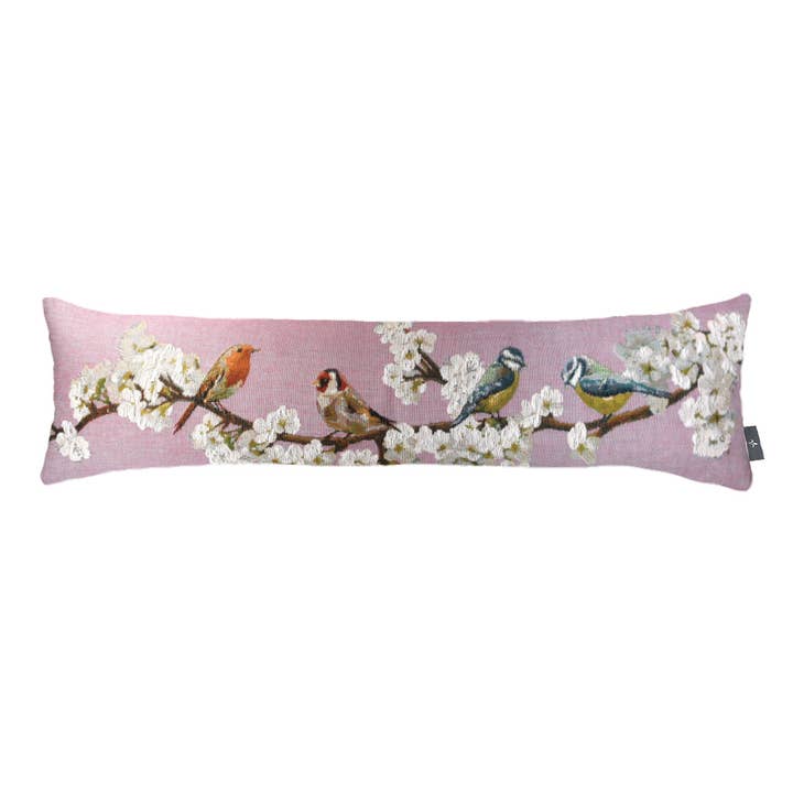 Long Cushion Cover Passerines on Branch for wholesale by Art De Lys