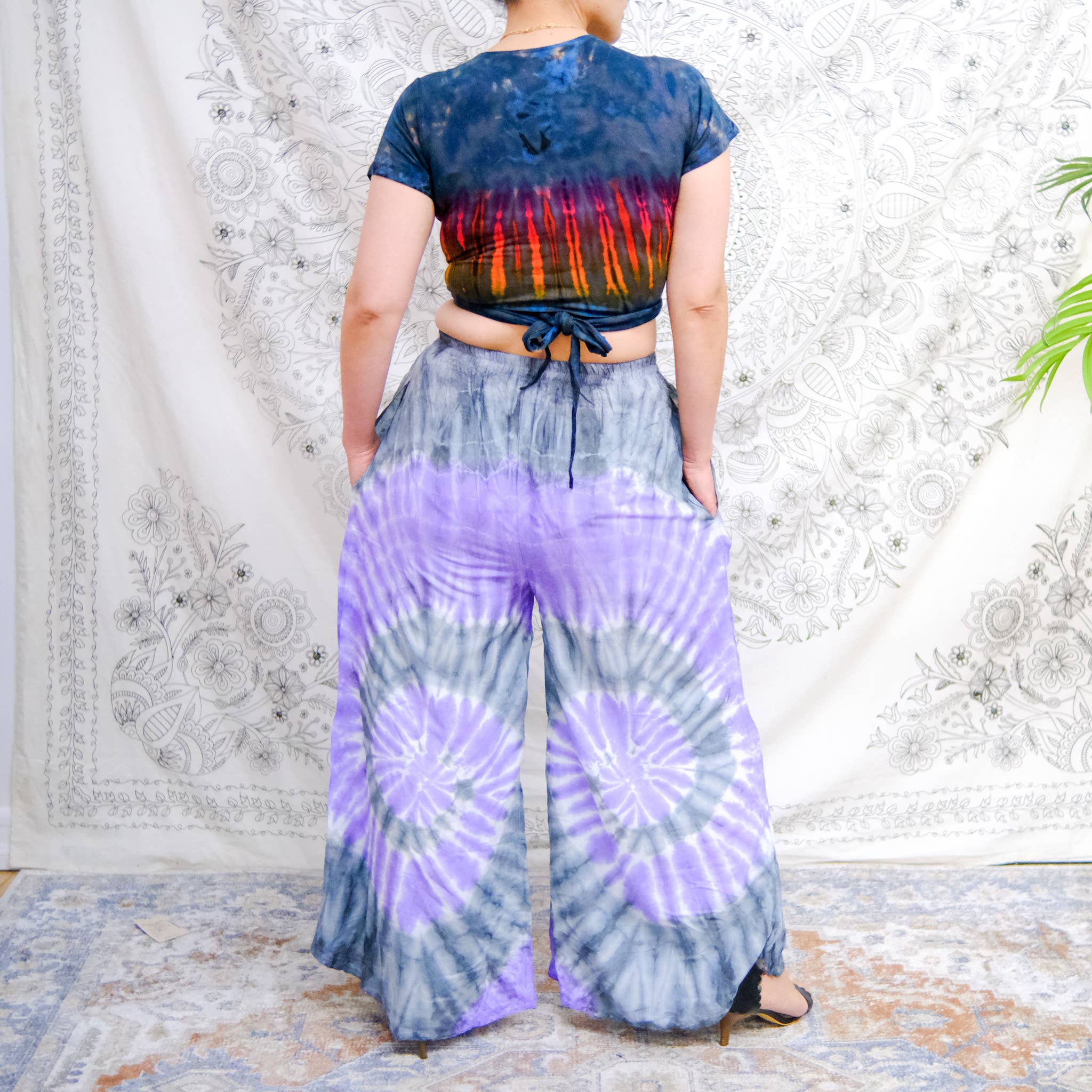 Karma Nepal Crafts - Vente Pantalon – femme - Pantalon Palazzo tie-dye style bohème4