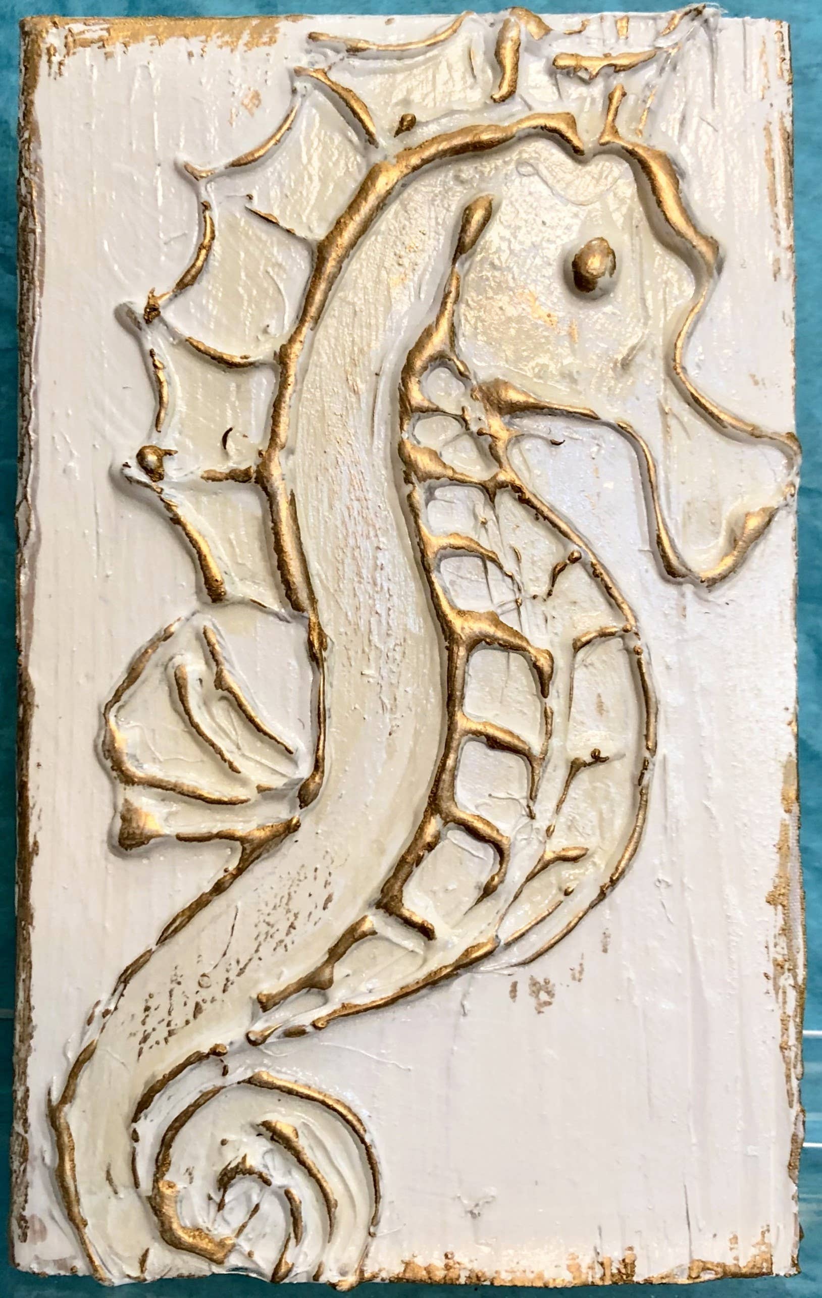 Coddiwomple - Vente Tableau/dessin - Hippocampe peint à la main, plage côtière, nautique1