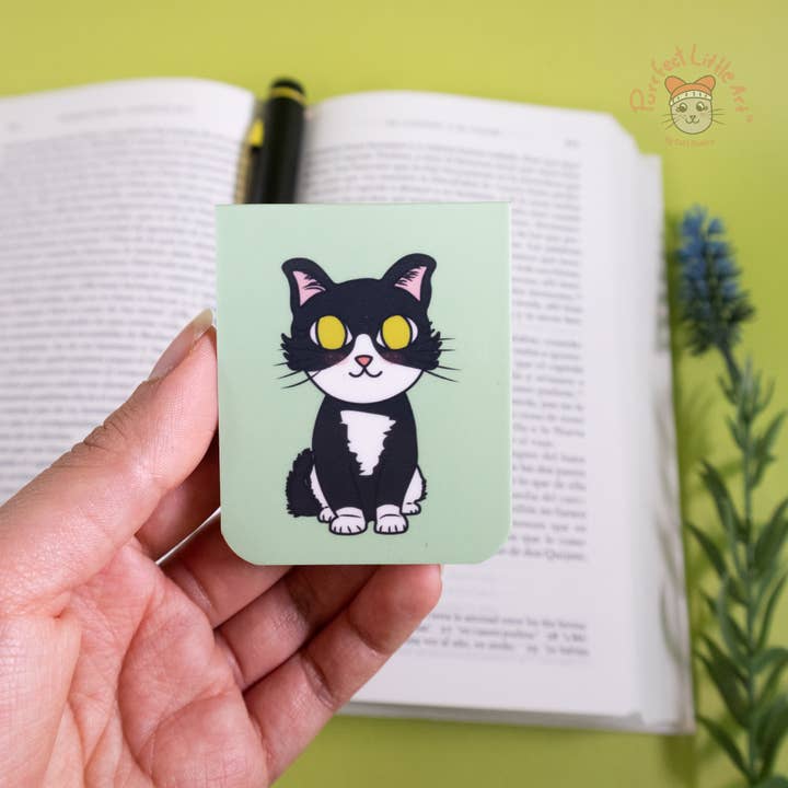 Tuxedo Cat Magnetic Bookmark for wholesale by Purrfect Little Art