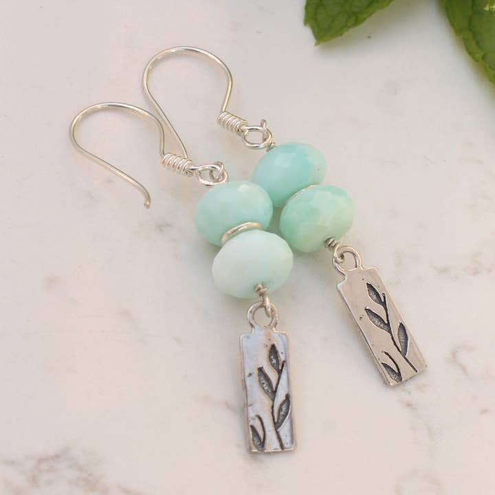 Opale peruviano a doppia pila con ciondolo a forma di foglia per la vendita all'ingrosso da parte di Plumage Jewelry