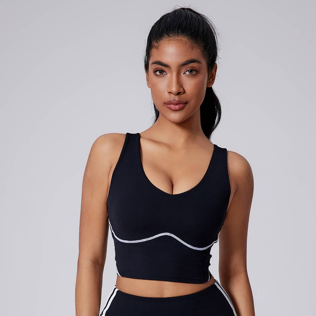 Sodalemon - Wholesale Athletic Top - Women's - Women Wide Strap Built-In Bra Support Yoga Workout Tank Top0