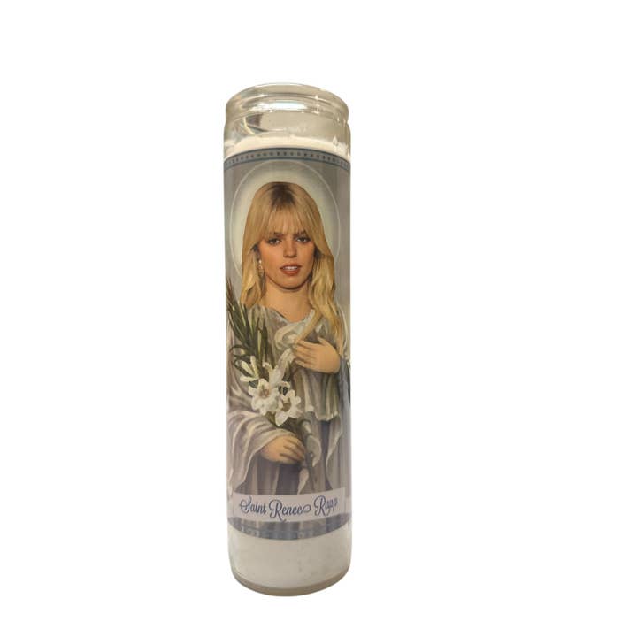 Renee Rapp Devotional Prayer Saint Candle for wholesale by The Luminary and Co.