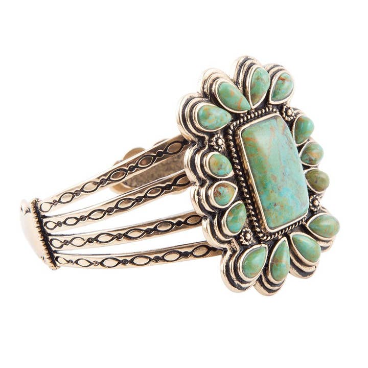 Barse Jewelry - Wholesale Cuff Bracelet - Bronze and Stone Turquoise Statement Cuff Bracelet