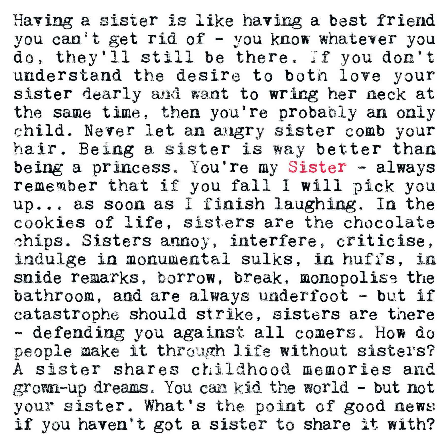 Coulson Macleod (U.S. Duties Paid) - Wholesale Art Print - Sister Quotes Unframed Print, Gift For Sisters1