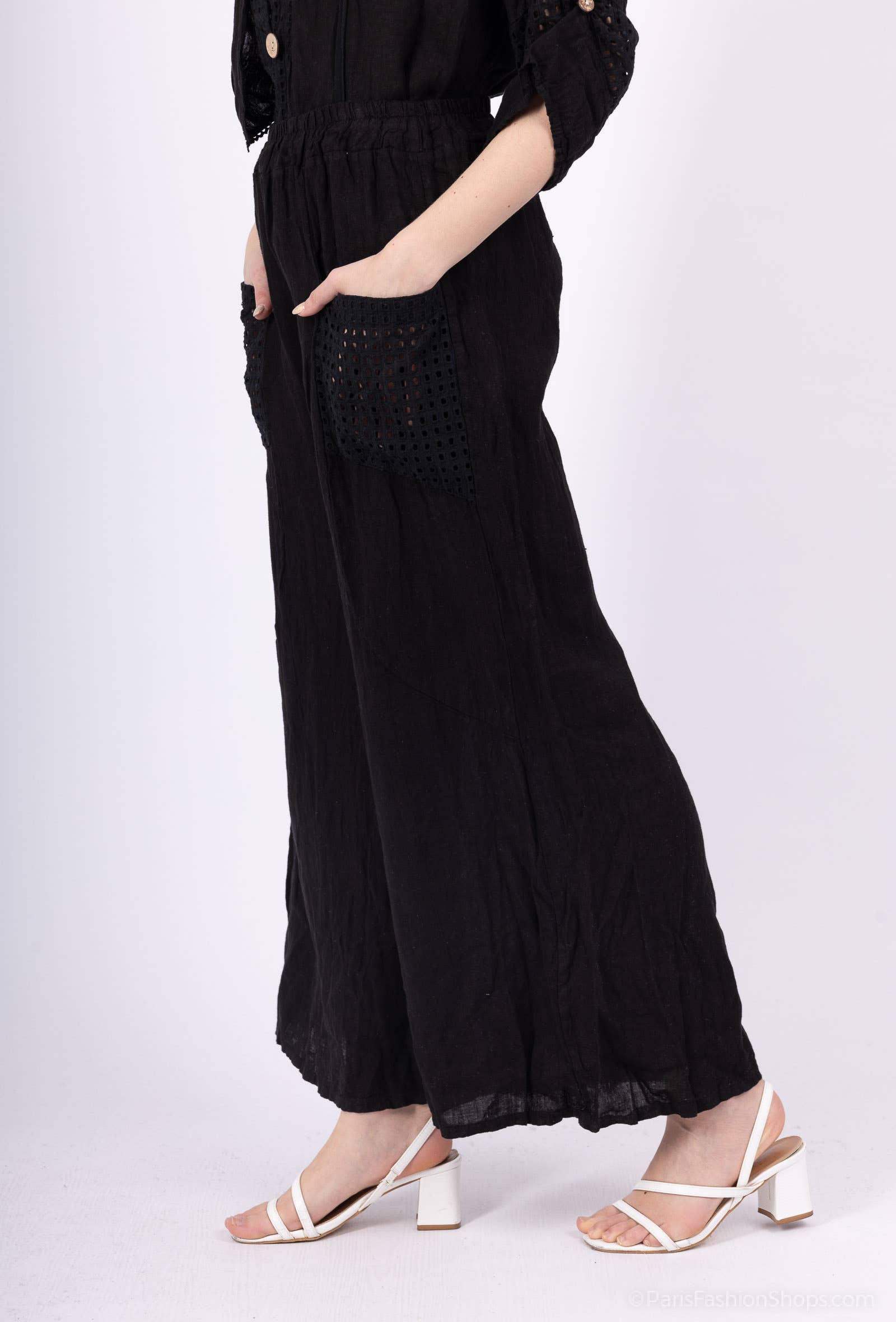 Shyloh - Wholesale Pants - Women's - Linen Trousers with Openwork Pockets 2058025