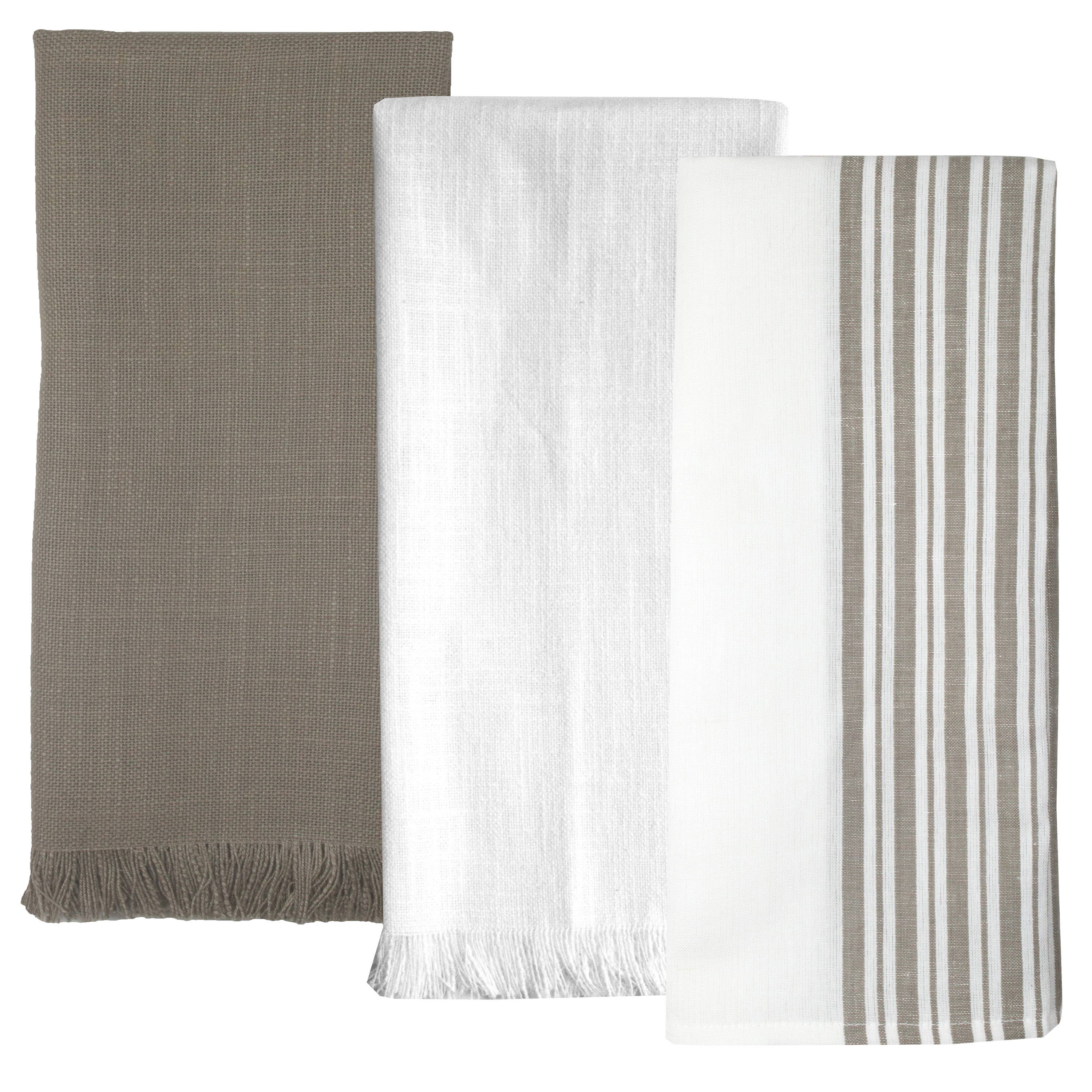 Dunroven House - Wholesale Tea Towel - Everyday Essentials Tea Towel Set - Farmhouse Stripe White1