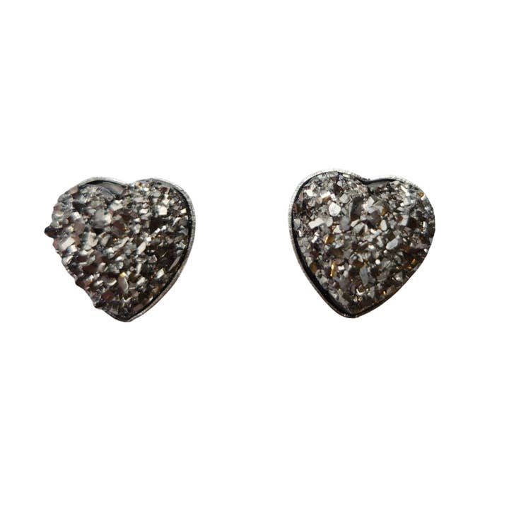 Druzy heart earrings for wholesale by Blue Bourbon Designs