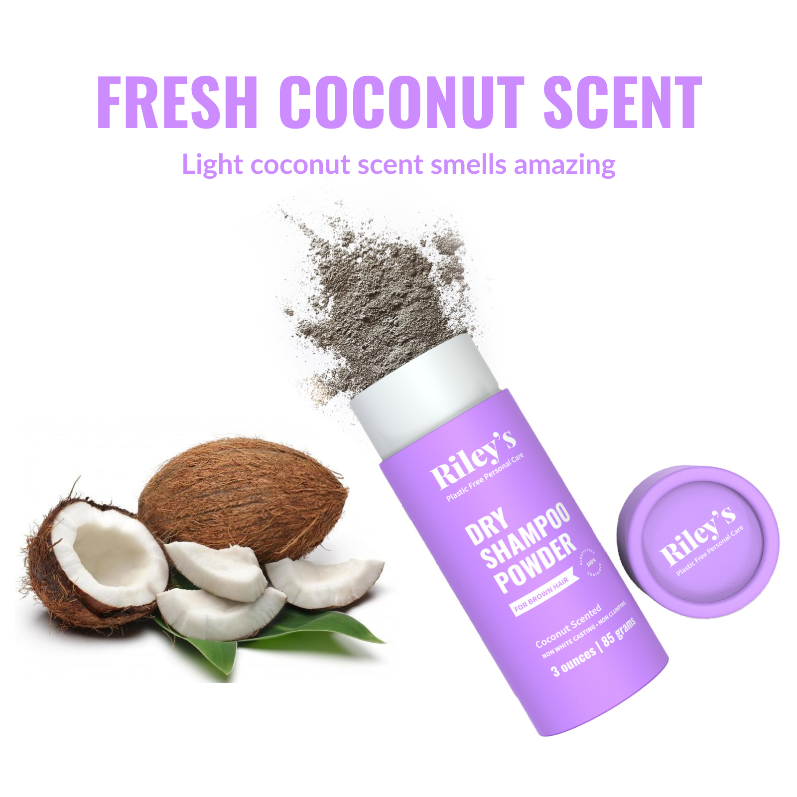Riley's Plastic Free – Champô seco por atacado – Champô Seco em Pó Sem Plástico de Riley (Escuro 1.5oz)2