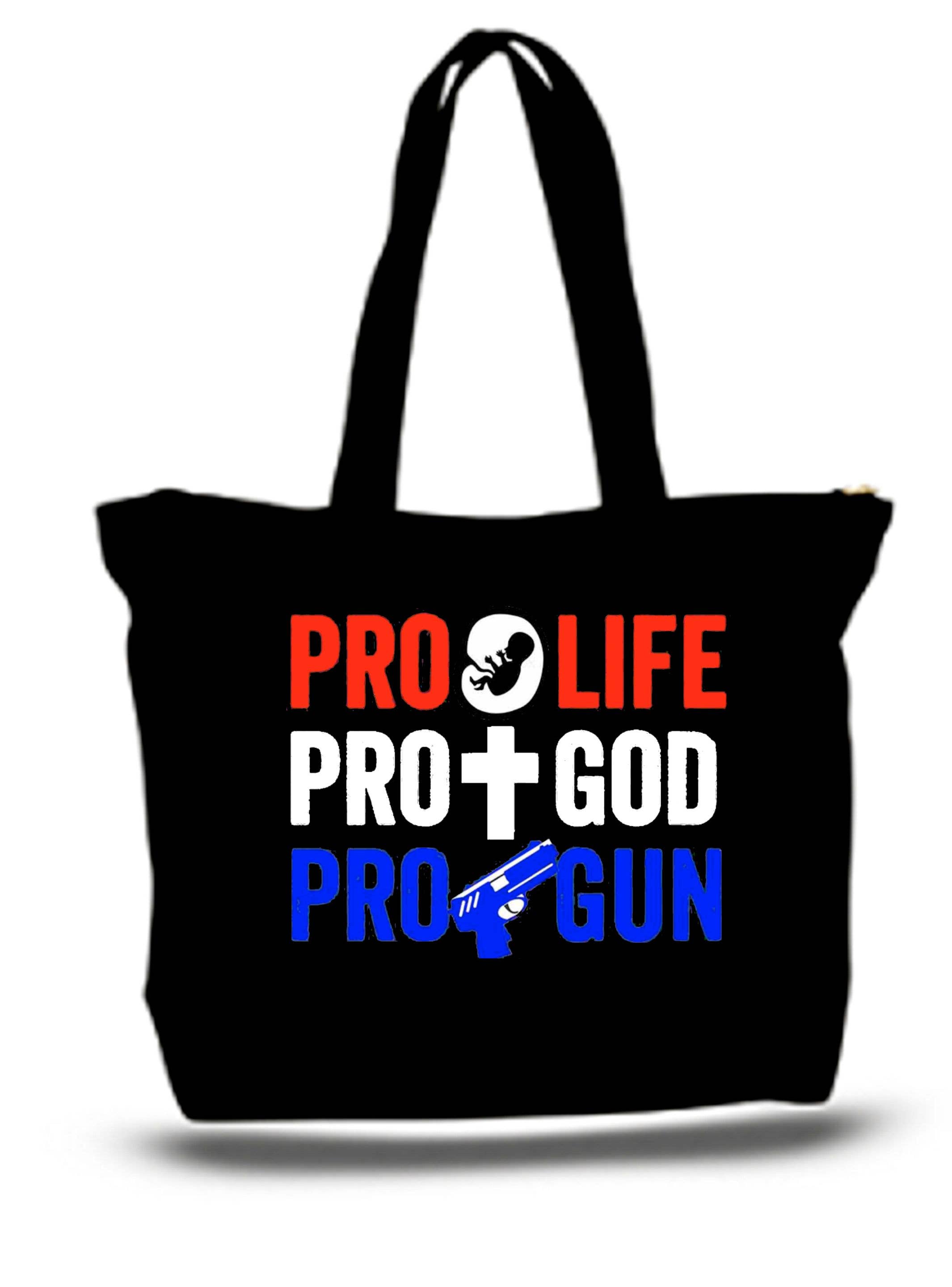 BMS BIZ - Wholesale Tote Bag - Unisex - Pro Life Pro God Pro Gun Large Tote Grocery & Stuff Bag0