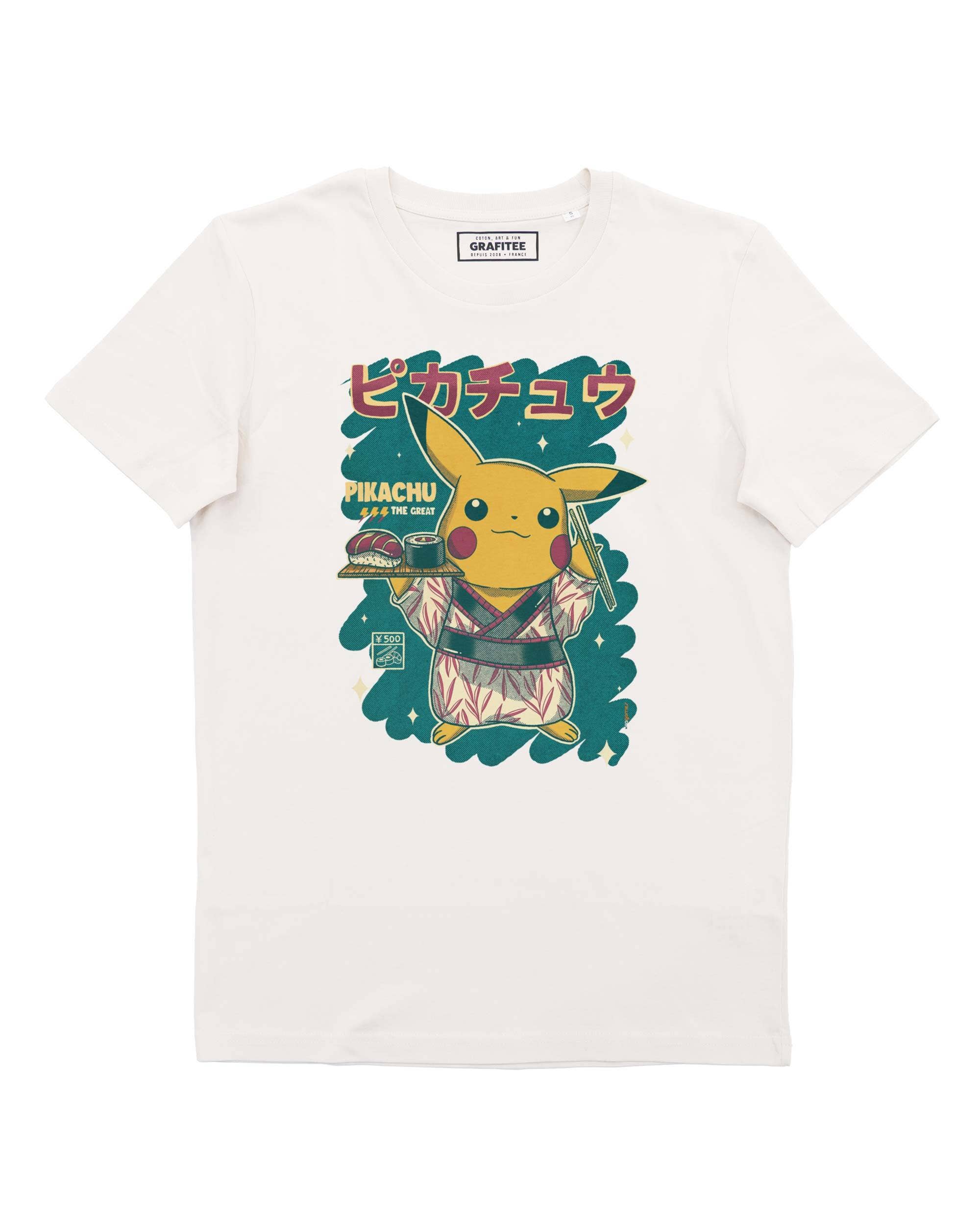 Grafitee – Engroshandel T-shirt med print - Unisex – Pikachu Sushi Tee - Pokemon Sushi Grafisk Tee0