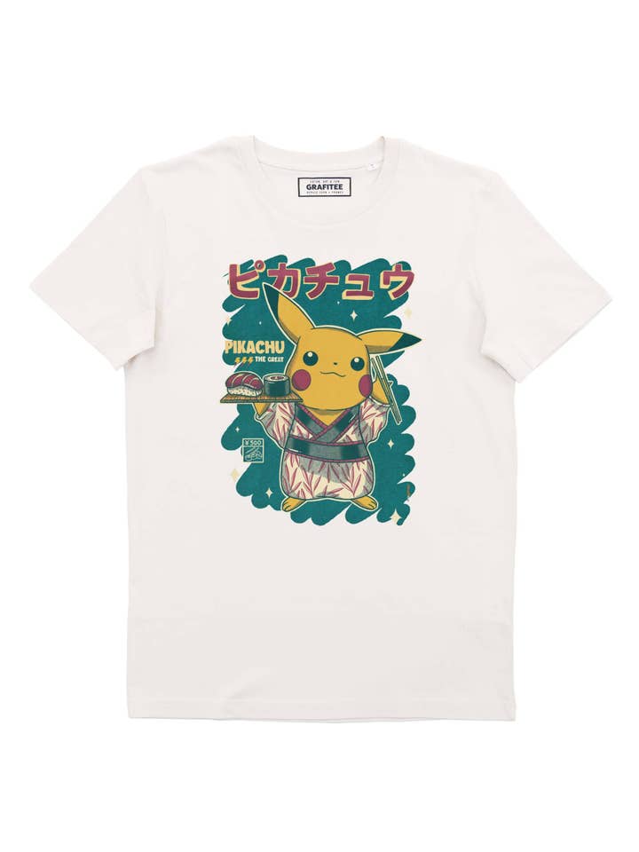 Grafitee - Wholesale Screen printed t-shirt – unisex - Pikachu Sushi Tee - Pokemon Sushi Graphic Tee